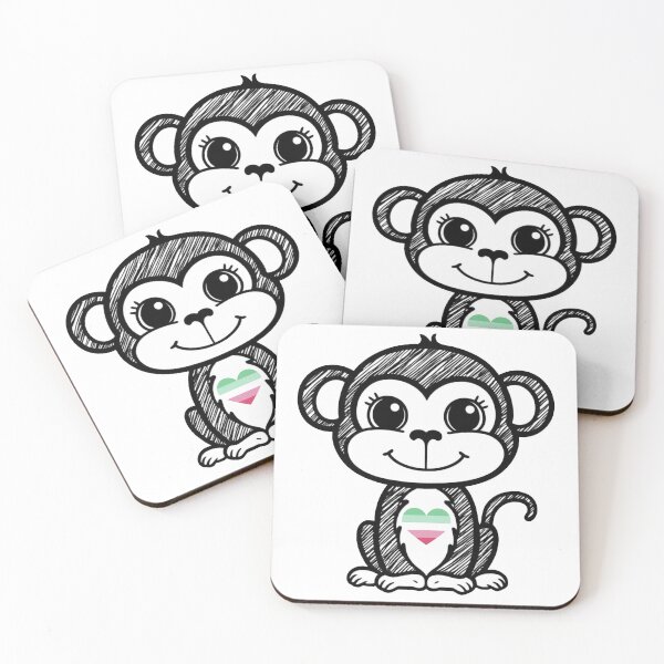 Item preview, Cute Pride Monkey with Abrosexual Pride Heart  designed and sold by Travelslightly.