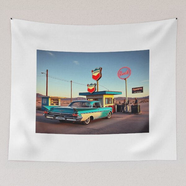 Item preview, Retro gas station in the desert, 1950s designed and sold by Zazeyy.