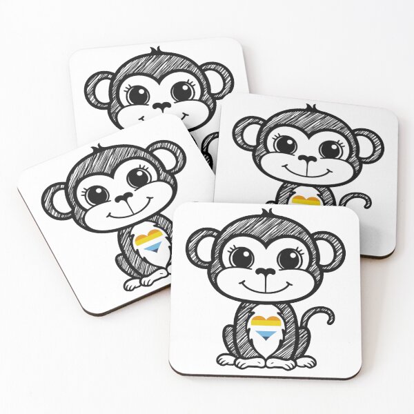 Item preview, Cute Pride Monkey with AroAce Pride Heart  designed and sold by Travelslightly.