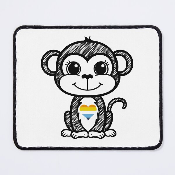 Item preview, Cute Pride Monkey with AroAce Pride Heart  designed and sold by Travelslightly.