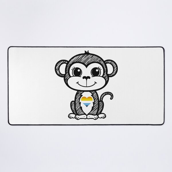 Item preview, Cute Pride Monkey with AroAce Pride Heart  designed and sold by Travelslightly.