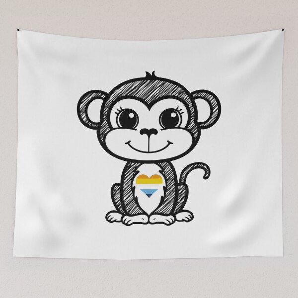 Item preview, Cute Pride Monkey with AroAce Pride Heart  designed and sold by Travelslightly.