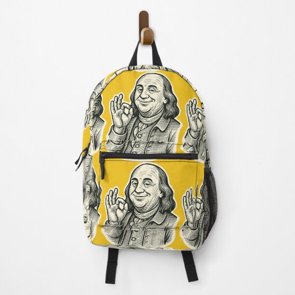 Item preview, Benjamin Franklin vintage smiling portrait, okay hand gesture designed and sold by Painted Planet.
