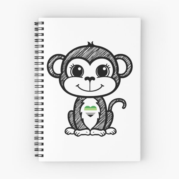Item preview, Cute Pride Monkey with Aromantic Pride Heart  designed and sold by Travelslightly.