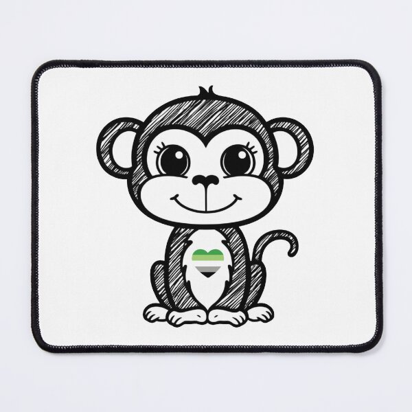 Item preview, Cute Pride Monkey with Aromantic Pride Heart  designed and sold by Travelslightly.