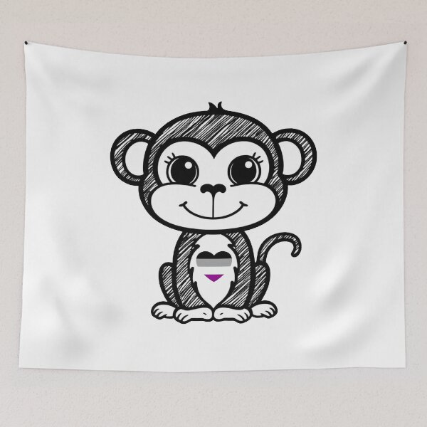 Item preview, Cute Pride Monkey with Asexual Pride Heart  designed and sold by Travelslightly.