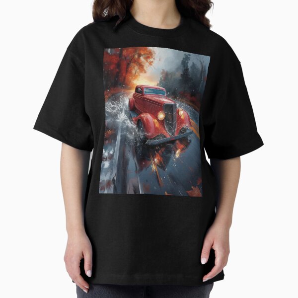 1934 Ford Coupe Hot Rod Illustration Oversized T-Shirt