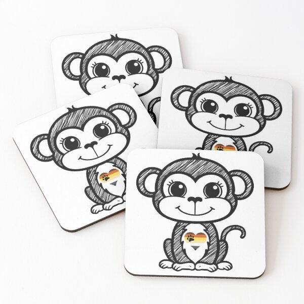 Item preview, Cute Pride Monkey with Gay Bear Pride Heart  designed and sold by Travelslightly.