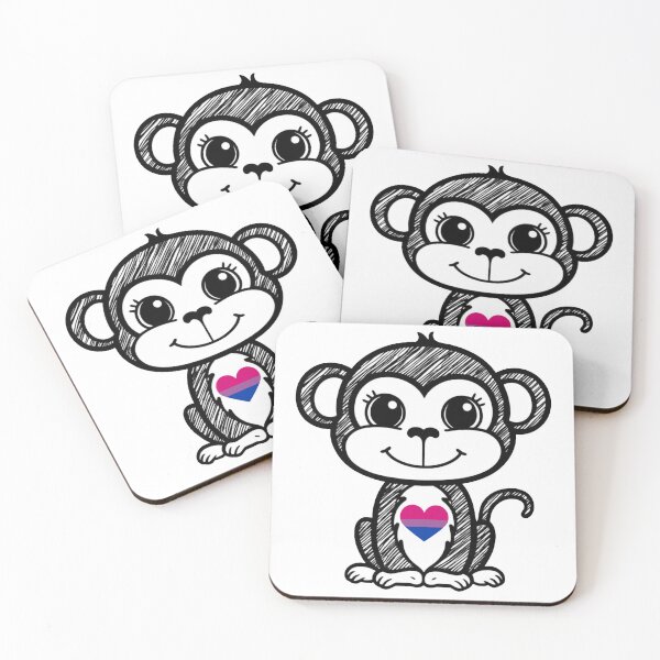 Item preview, Cute Pride Monkey with Bisexual Pride Heart  designed and sold by Travelslightly.