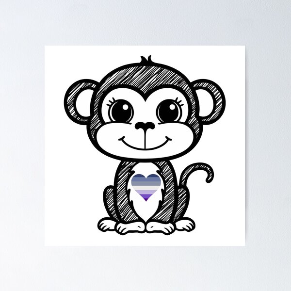Item preview, Cute Pride Monkey with Butch Pride Heart  designed and sold by Travelslightly.