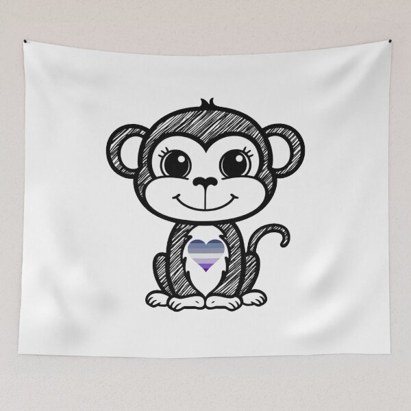 Item preview, Cute Pride Monkey with Butch Pride Heart  designed and sold by Travelslightly.