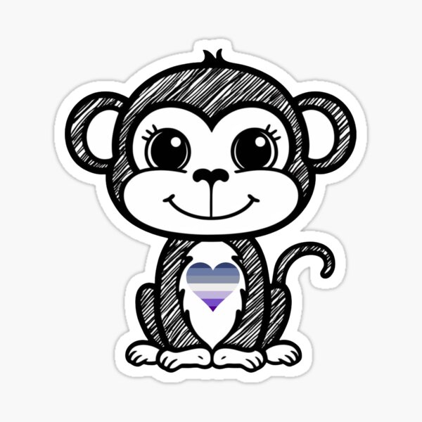 Item preview, Cute Pride Monkey with Butch Pride Heart  designed and sold by Travelslightly.