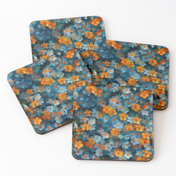 Item preview, Beautiful Little Orange and Blue Flowers designed and sold by HoskingInd.