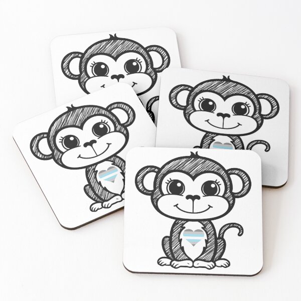Item preview, Cute Pride Monkey with Demiboy Pride Heart  designed and sold by Travelslightly.