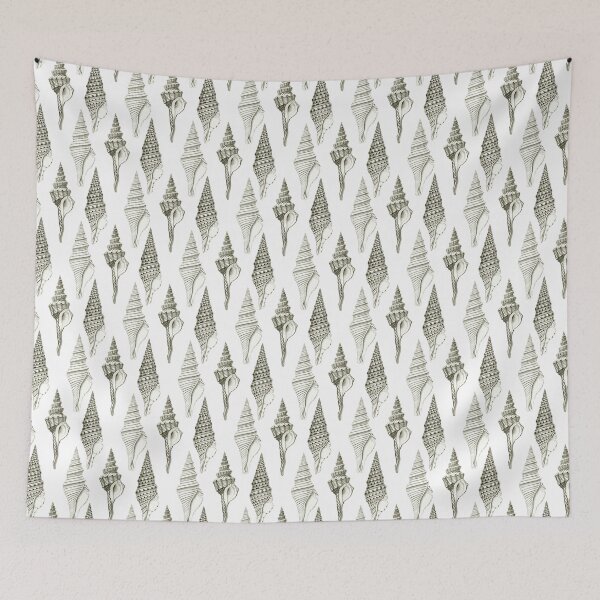 Item preview, Black and White Seashell Line Drawings Pattern designed and sold by GnosisCollage.