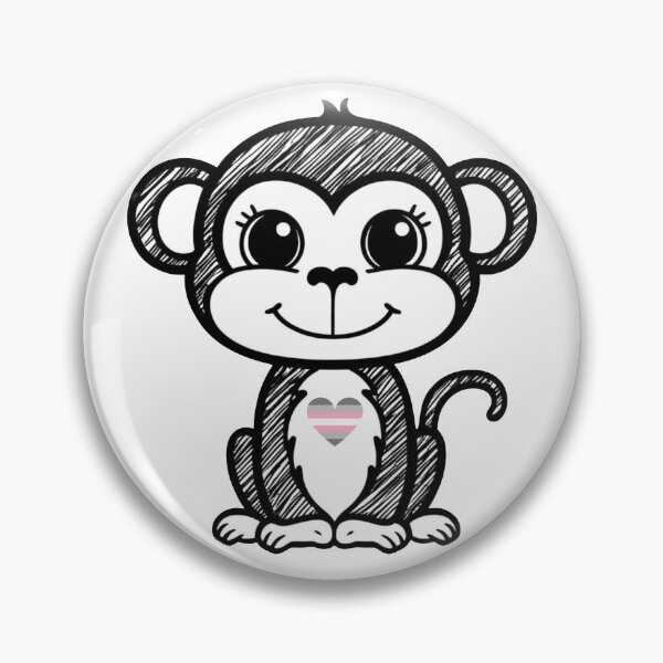 Item preview, Cute Pride Monkey with Demigirl Pride Heart  designed and sold by Travelslightly.