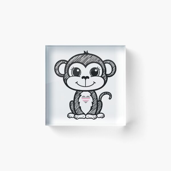 Item preview, Cute Pride Monkey with Demigirl Pride Heart  designed and sold by Travelslightly.