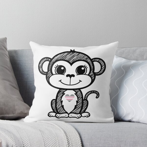 Item preview, Cute Pride Monkey with Demigirl Pride Heart  designed and sold by Travelslightly.