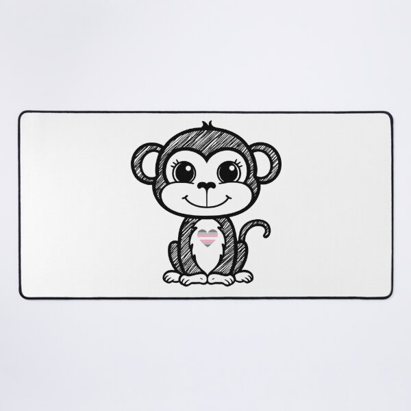 Item preview, Cute Pride Monkey with Demigirl Pride Heart designed and sold by Travelslightly.