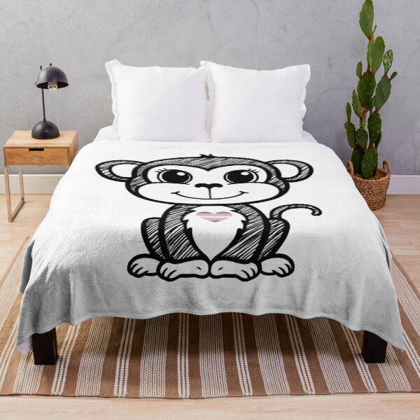 Item preview, Cute Pride Monkey with Demigirl Pride Heart  designed and sold by Travelslightly.