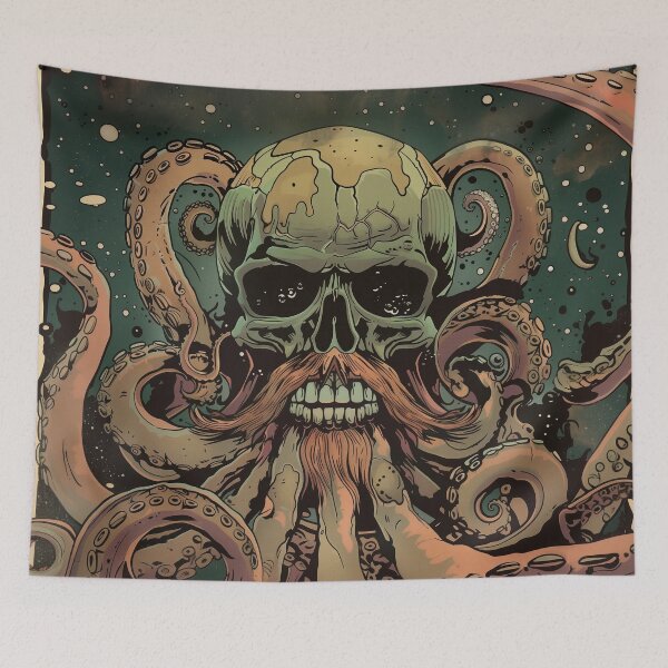 Item preview, Pirate Octopus Skull Illustration designed and sold by HoskingInd.