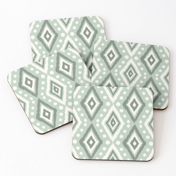 Item preview, Sage Green Ikat Diamond Pattern with Textured Brushstroke Effect designed and sold by InkAmsterdam.