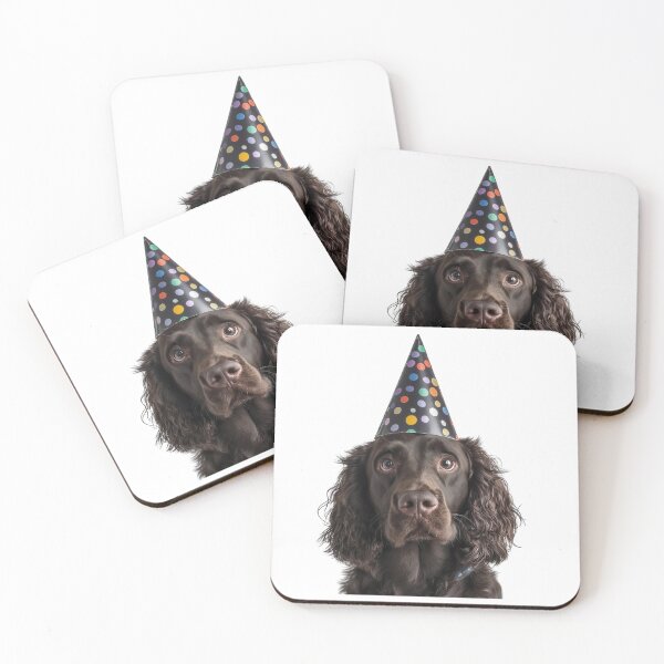 Item preview, Cute American Water Spaniel dog with Party Hat Birthday Celebration designed and sold by LazyOwlStore.