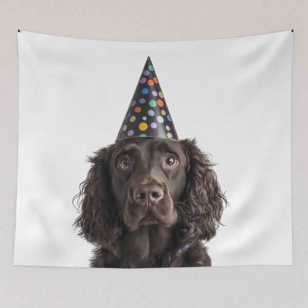 Item preview, Cute American Water Spaniel dog with Party Hat Birthday Celebration designed and sold by LazyOwlStore.
