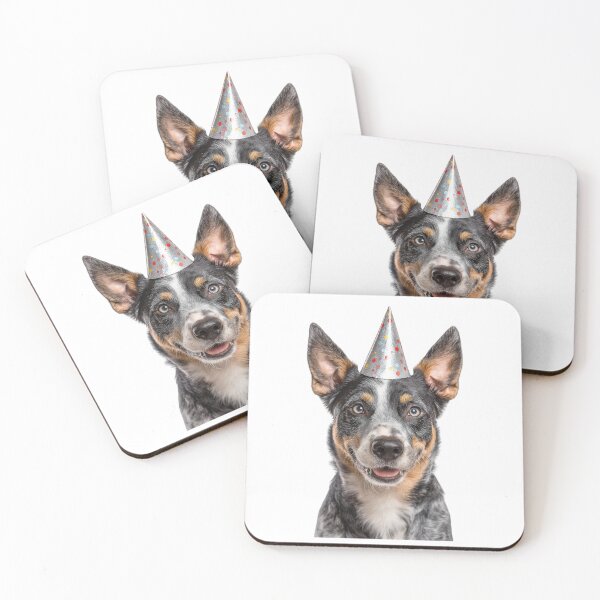 Item preview, Cute Australian Cattle dog with Party Hat Birthday Celebration designed and sold by LazyOwlStore.