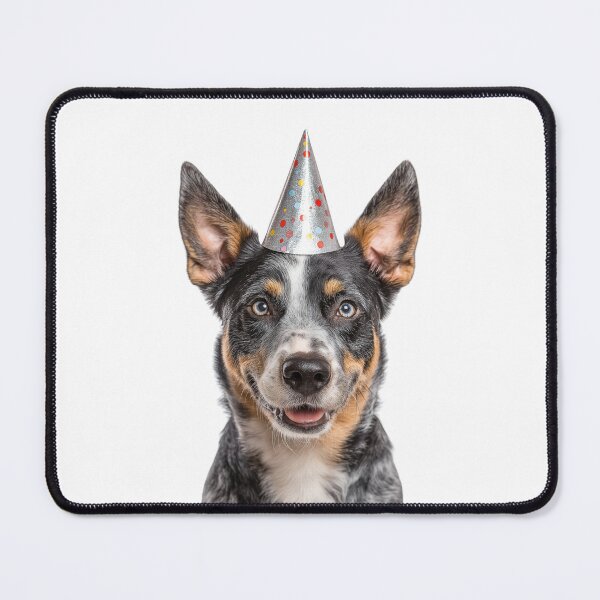 Item preview, Cute Australian Cattle dog with Party Hat Birthday Celebration designed and sold by LazyOwlStore.