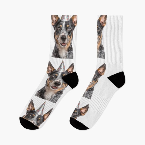 Item preview, Cute Australian Cattle dog with Party Hat Birthday Celebration designed and sold by LazyOwlStore.