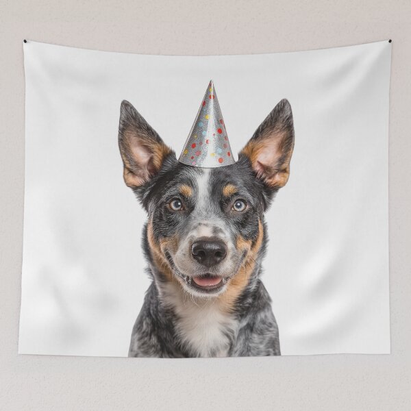 Item preview, Cute Australian Cattle dog with Party Hat Birthday Celebration designed and sold by LazyOwlStore.