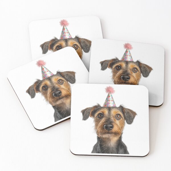 Item preview, Cute Australian Terrier dog with Party Hat Birthday Celebration designed and sold by LazyOwlStore.