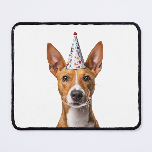 Item preview, Cute Basenji dog with Party Hat Birthday Celebration designed and sold by LazyOwlStore.