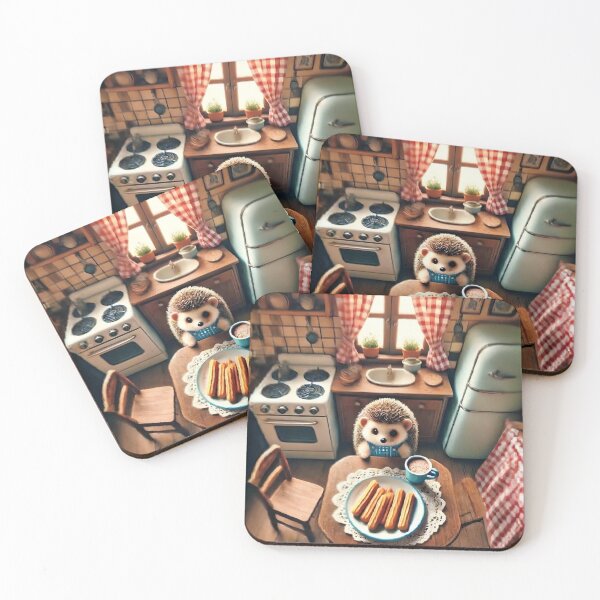 Item preview, A cute little hedgehog prepares churros in the air fryer designed and sold by _RudeMango.