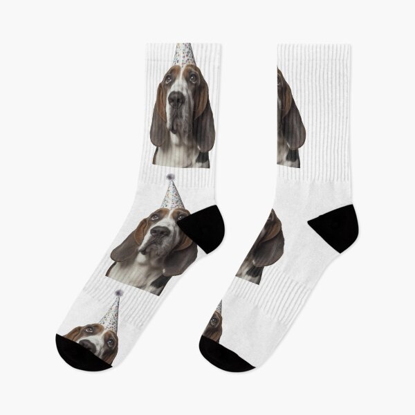 Item preview, Cute Basset Hound dog with Party Hat Birthday Celebration designed and sold by LazyOwlStore.