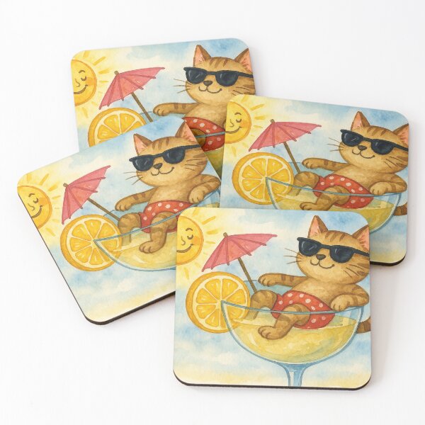 Item preview, Cat chilling in cocktail glass designed and sold by Mauswohn.