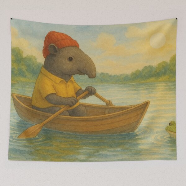 Item preview, Cute tapir in a rowboat designed and sold by Mauswohn.