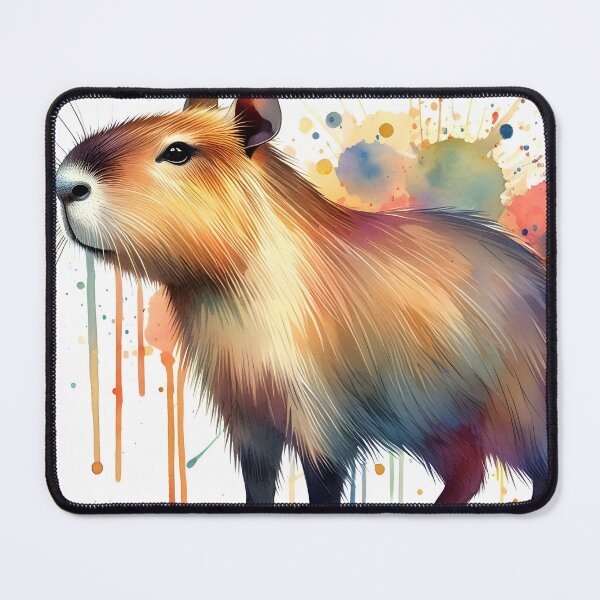 Item preview, Watercolor Capybara with Aquarelle Splashes designed and sold by EmeraldeaArt.