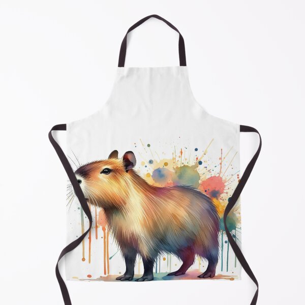 Item preview, Watercolor Capybara with Aquarelle Splashes designed and sold by EmeraldeaArt.