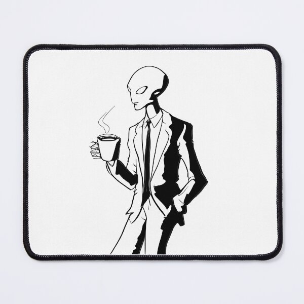 Item preview, Alien Coffee Break Line Art Print designed and sold by ShadowAndSlate.