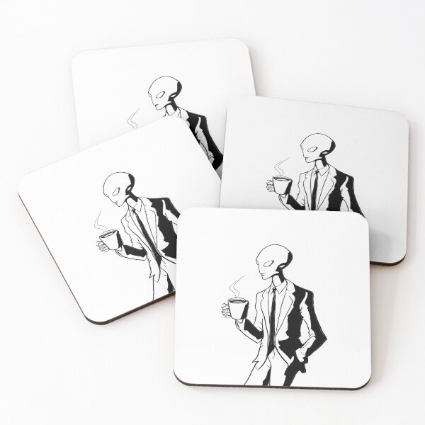 Item preview, Alien Coffee Break Line Art Print designed and sold by ShadowAndSlate.