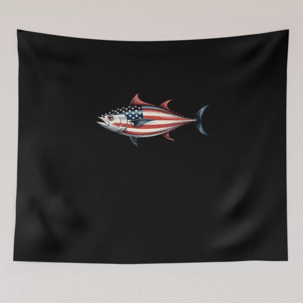 Item preview, Vintage American Flag Bluefin Tuna Fishing 4th of July USA designed and sold by diyoor.