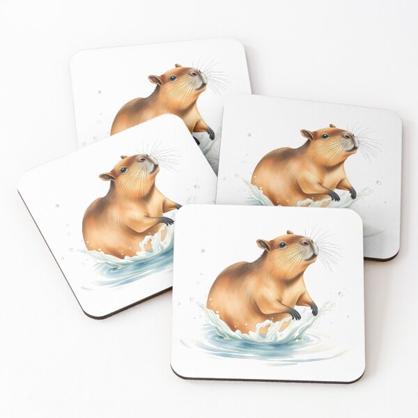 Item preview, Capybara in Water – Delicate Aquarelle Portrait designed and sold by EmeraldeaArt.
