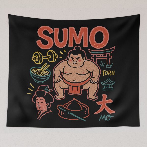 Item preview, Retro Sumo Strength and Japanese Symbols designed and sold by zzz888.