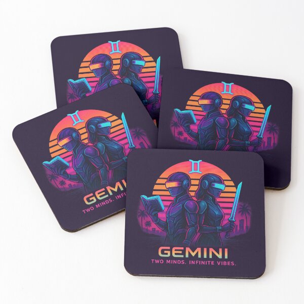 Item preview, Gemini Zodiac – Dual Cyber Twins Retro Futuristic Neon Design designed and sold by TheCrazyOdd.