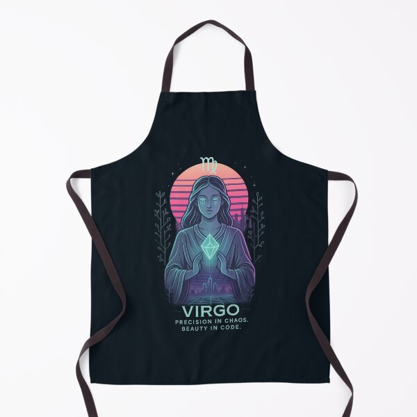 Item preview, Virgo Zodiac – Futuristic Priestess of Logic & Light Retro Synth Style designed and sold by TheCrazyOdd.