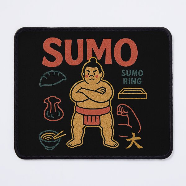 Item preview, Grumpy Sumo Wrestler with Japanese Food and Strength Icons designed and sold by zzz888.