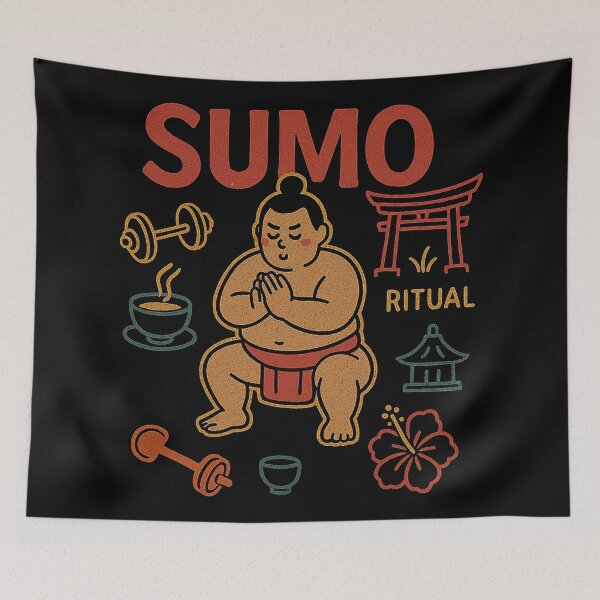 Item preview, Retro Sumo Ritual and Strength Training Art designed and sold by zzz888.