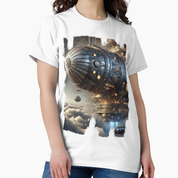 Majestic steampunk airship above the clouds Classic T-Shirt